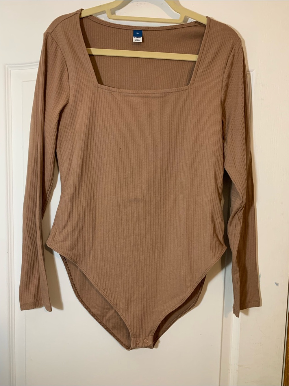 Old Navy Brown Ribbed Square Neck Bodysuit XL Minimalist